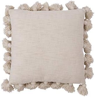 Amazon.com: Creative Co-Op Luxurious Cream Square Cotton Pillow with Tassels : Everything Else | Amazon (US)