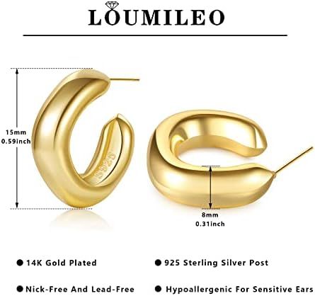 LOUMILEO Chunky Gold Hoop Earrings for Women, Gold Hoop Earrings for Women 14K Real Gold Plated L... | Amazon (US)