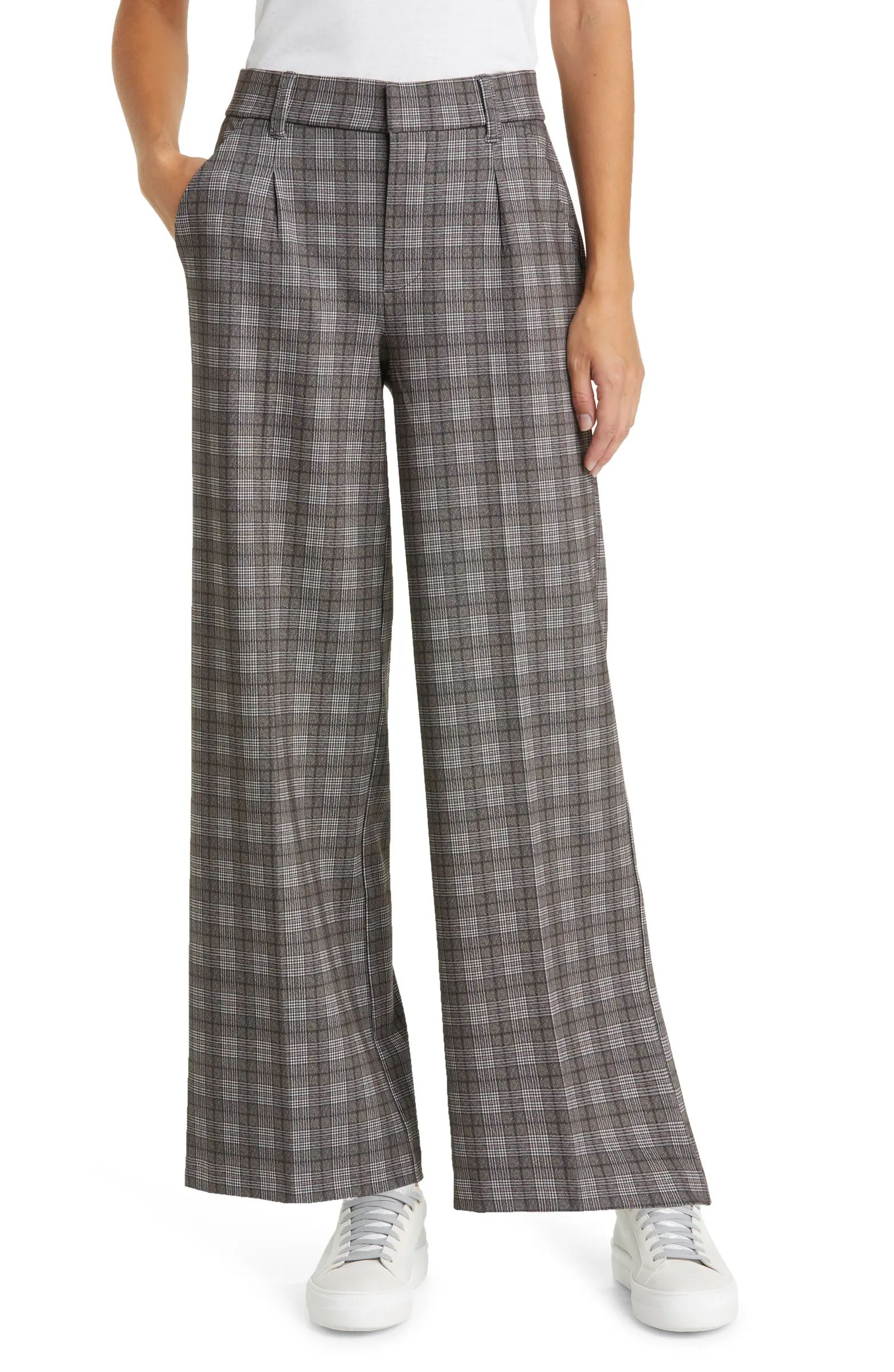 Wit & Wisdom 'Ab'Solution Skyrise Plaid Pleated Wide Leg Trousers | Nordstrom | Nordstrom
