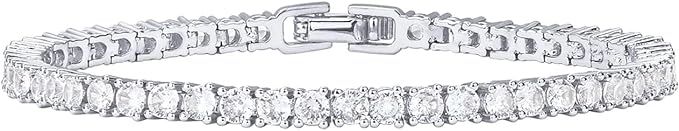 PAVOI 14K Gold Plated 3mm Cubic Zirconia Classic Tennis Bracelet | Gold Bracelets for Women | Siz... | Amazon (US)