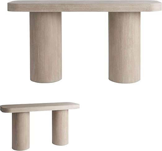 Graywash Wood Pillar Leg Console Table, Farmhouse Console Table, Narrow Console Table, Chic Accen... | Amazon (US)