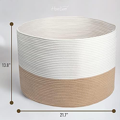 HOMYAM XXX Large Cotton Rope Basket 22x14 inches, Natural Cotton Rope Storage Basket, Blanket Basket | Amazon (US)