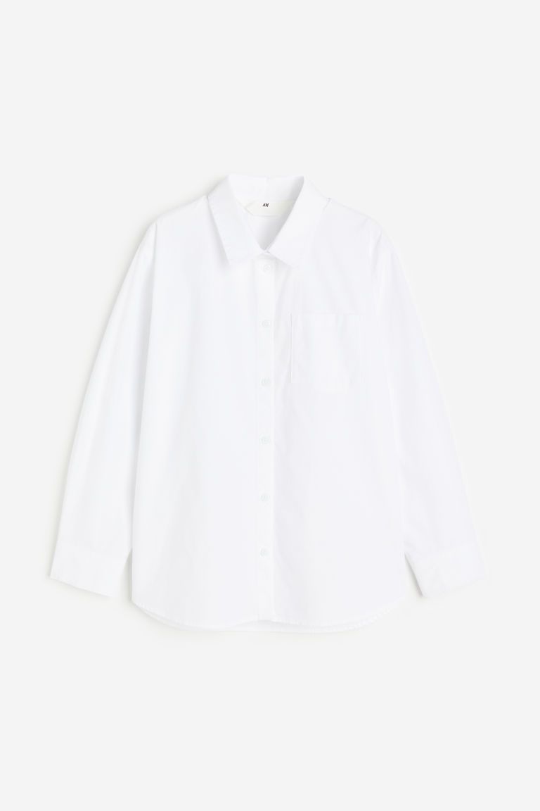 H & M - Cotton Poplin Shirt - White | H&M (US + CA)