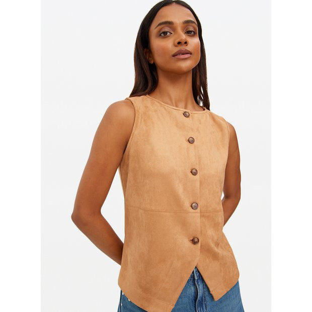 Tan Faux Suede Waistcoat 14 | Tu Clothing
