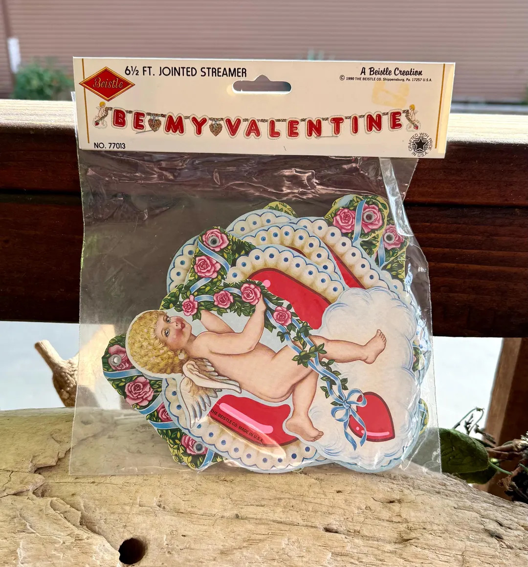 Vintage Valentine Angel Cupid Garland 1990 6 1/2 BEISTLE be My Valentine Angel Floral Rose Stream... | Etsy (US)