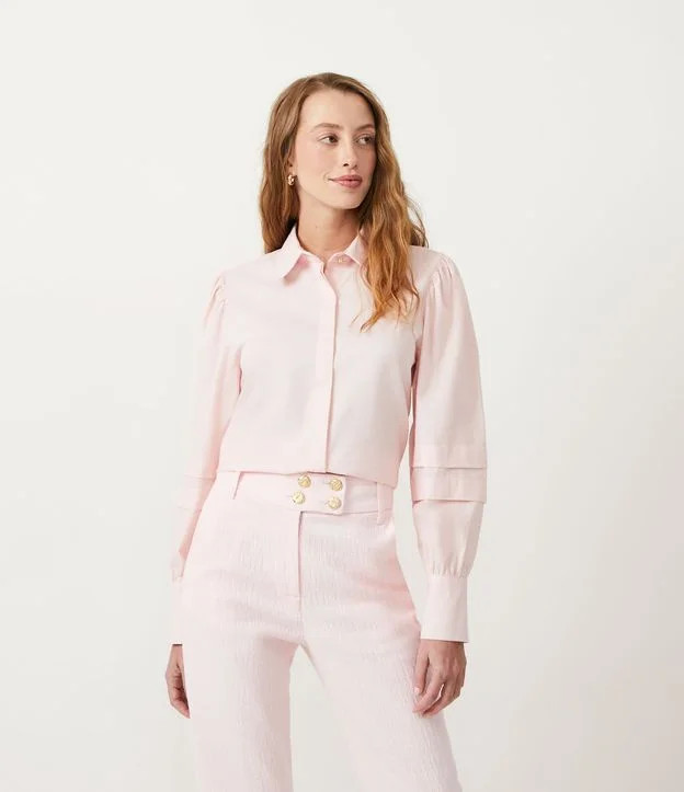 Camisa em Tricoline com Mangas Bufantes Rosa - Lojas Renner | Lojas Renner BR