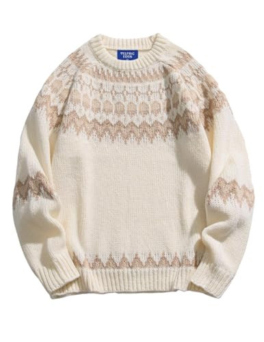 Aelfric Eden Sweaters Fair Isle Sweater Vintage Soft Warm Casual Knit Pullover Long Sleeve 2024 Trendy Outfits Beige | Amazon (US)