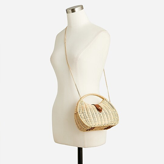 Semi-circle rattan clutch | J. Crew US