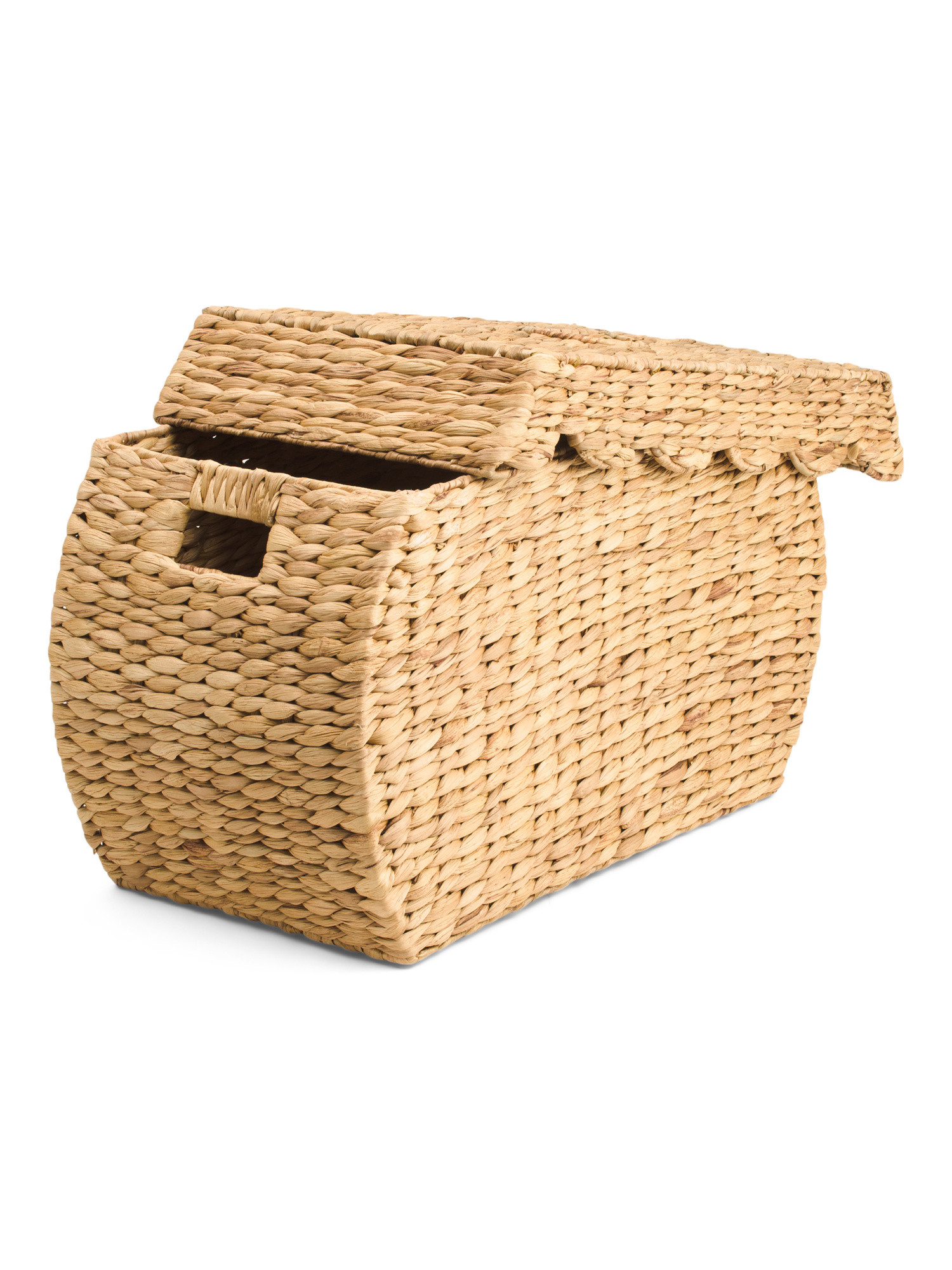 10.5in Water Hyacinth Bloated Trunk With Removable Scalloped Lid | Marshalls