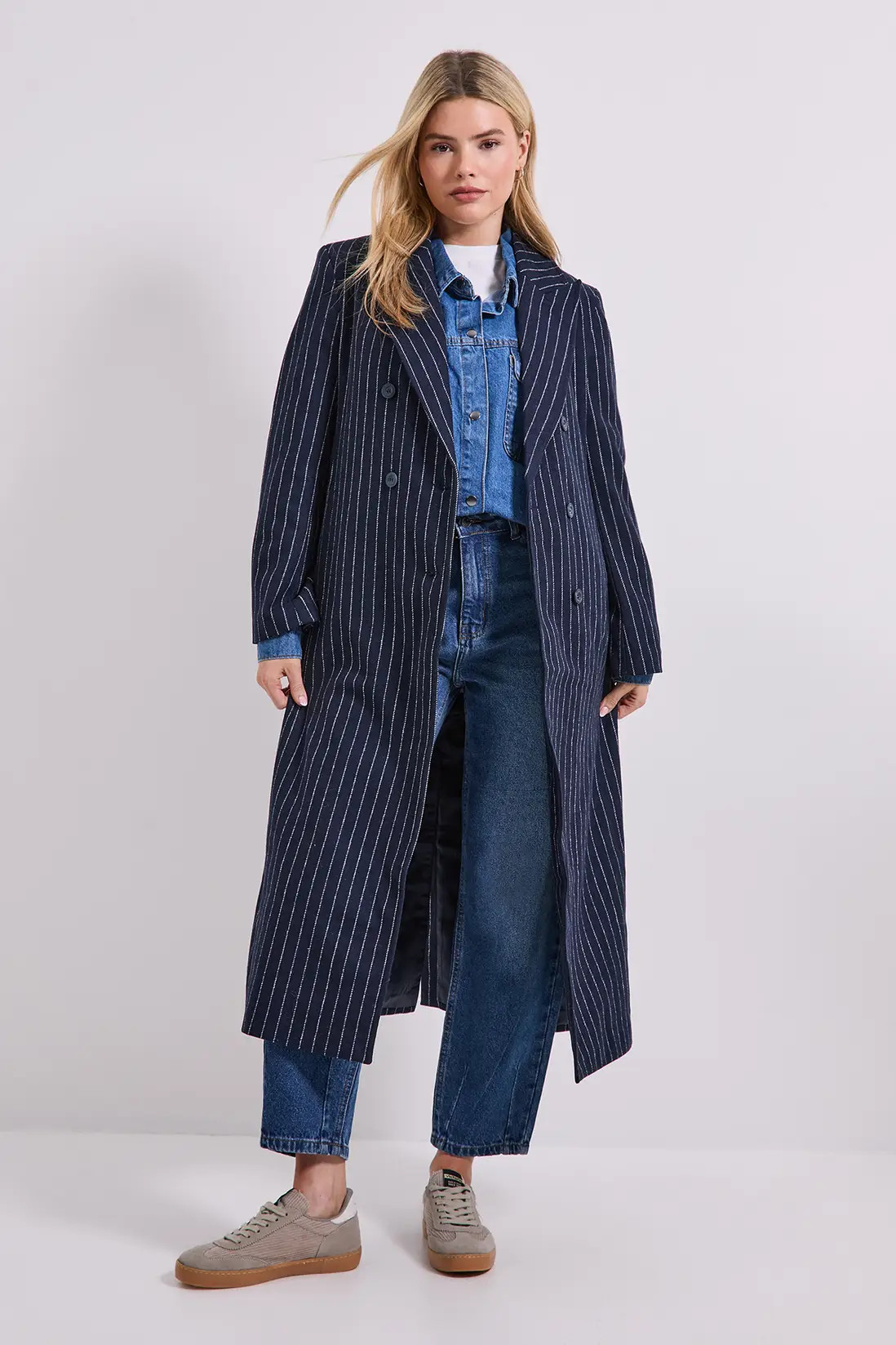 Pinstripe Faux Wool Coat | Karen Millen