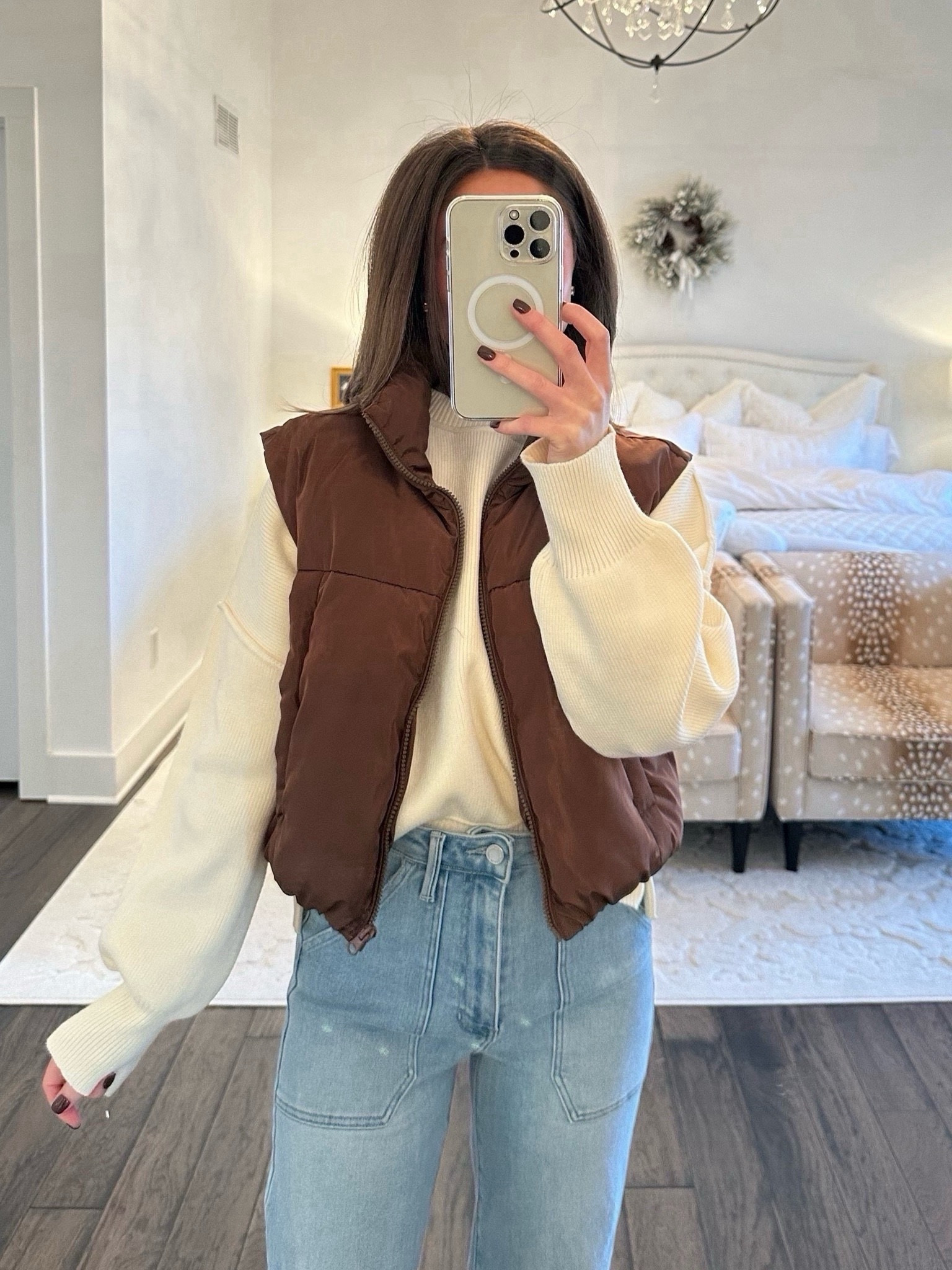 pretty neutral cropped vest (sm) pretty neutral sweater (sm) 
pretty neutral jeans (tts, 24)

#LTKstyletip #LTKfindsunder100 #LTKSeasonal