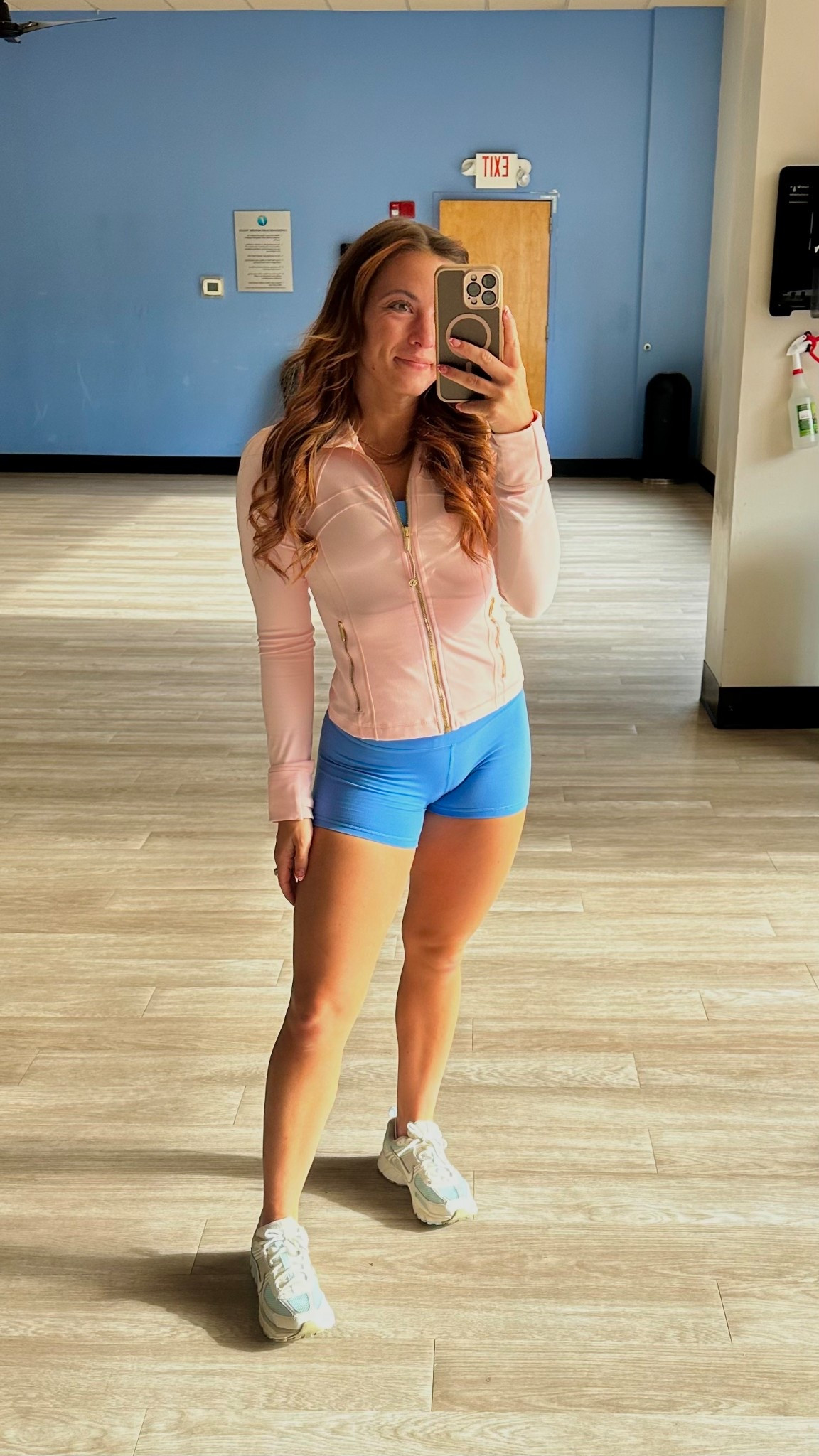 cotton candy moment 
shorts - pool party blue
jacket - blush quartz/gold

#LTKfitnessgoals #LTKActive #LTKValentine
