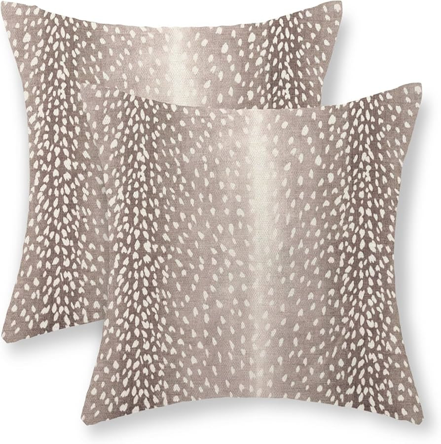 JEFERSO Animal Print Pillow Covers 18x18 Inch Set of 2 Brown Antelope Throw Pillows Modern Animal... | Amazon (US)