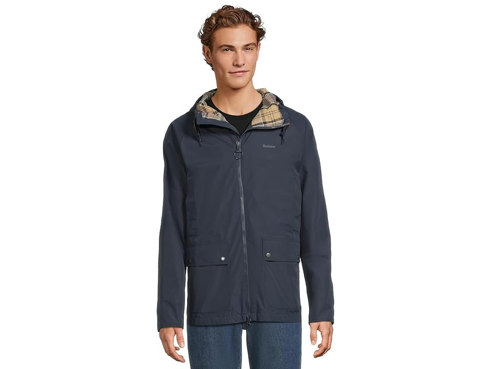 Barbour Hooded Domus Waterproof Jacket Men's Coat Navy/Dress Tartan: XL | Zappos.com