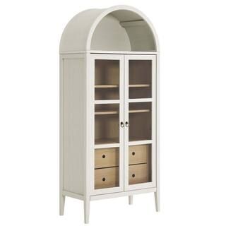 Nolan 71 in. Tall Arched Storage Display Cabinet in White Oak | The Home Depot