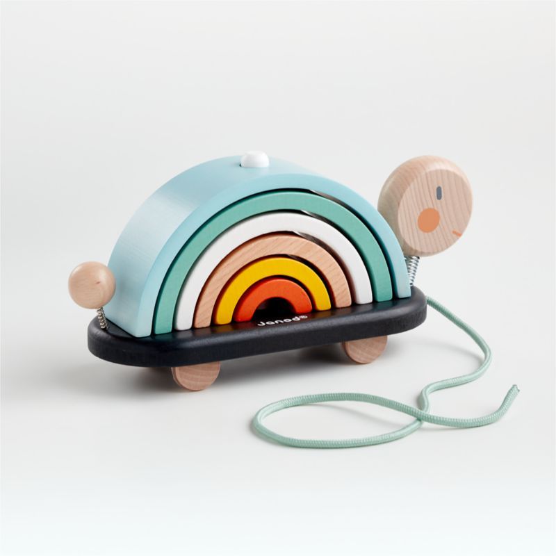 Janod Rainbow Turtle Baby Wooden Pull Toy + Reviews | Crate & Kids | Crate & Barrel