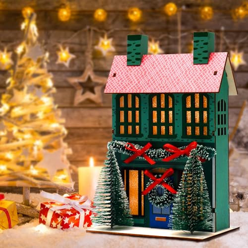 peafowl Christmas Village Set Indoor Light up Christmas Village Decoration, Christmas Table Decor, Collectible Wooden Christmas Village Building Decorations Christmas Town (Batteries not provided) | Amazon (US)