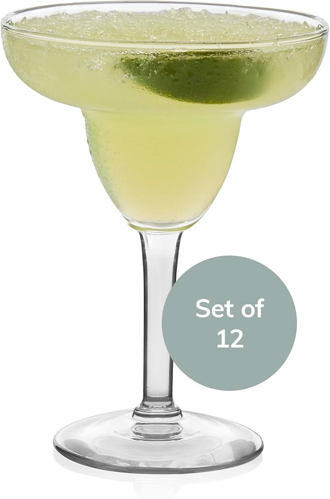 Libbey Margarita Glasses Set of 12, Durable Large Margarita Glass, 9 Oz Dishwasher Safe Stemmed D... | Amazon (US)