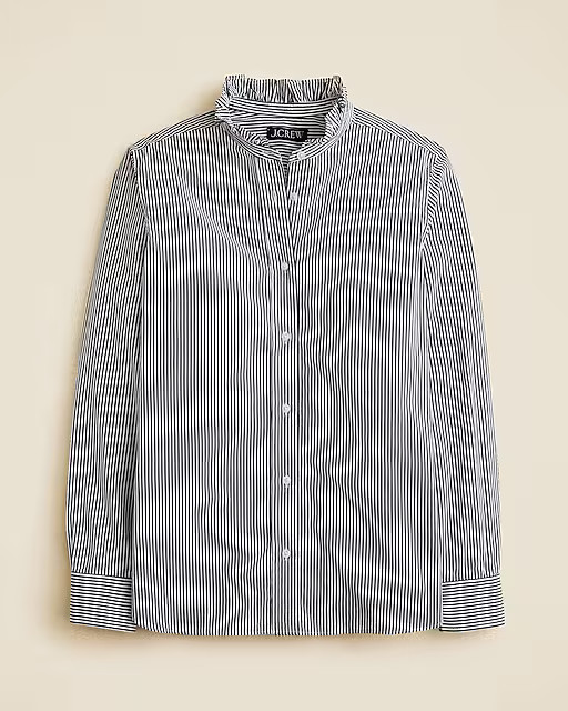 Jules ruffle-collar shirt in striped cotton poplin | J. Crew US