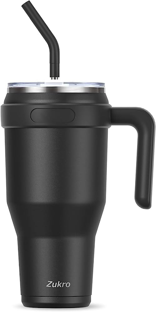 Zukro 40 oz Tumbler Cup with Handle and Straw, Double Wall Stainless Steel Vacuum Insulated Trave... | Amazon (US)