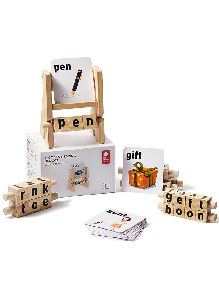 Bc Babycare Official Wooden Reading Blocks Short Vowel Rods Spelling Games, Set of 8 Spinning Alp... | SHEIN