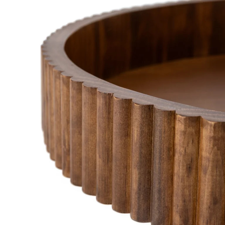 Better Homes & Gardens Ribbed Wood Decorative Tray, Walnut Finish, 16.4" | Walmart (US)