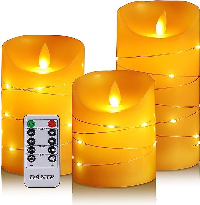 LED flameless Candle, with Embedded Starlight String, 3-Piece LED Candle, with 10-Key Remote Cont... | Amazon (US)