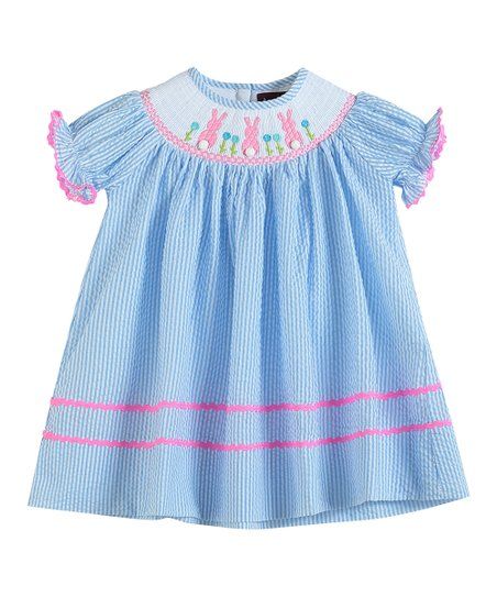 Light Blue Easter Bunny Smocked Bishop Dress - Infant, Toddler & Girls | Zulily