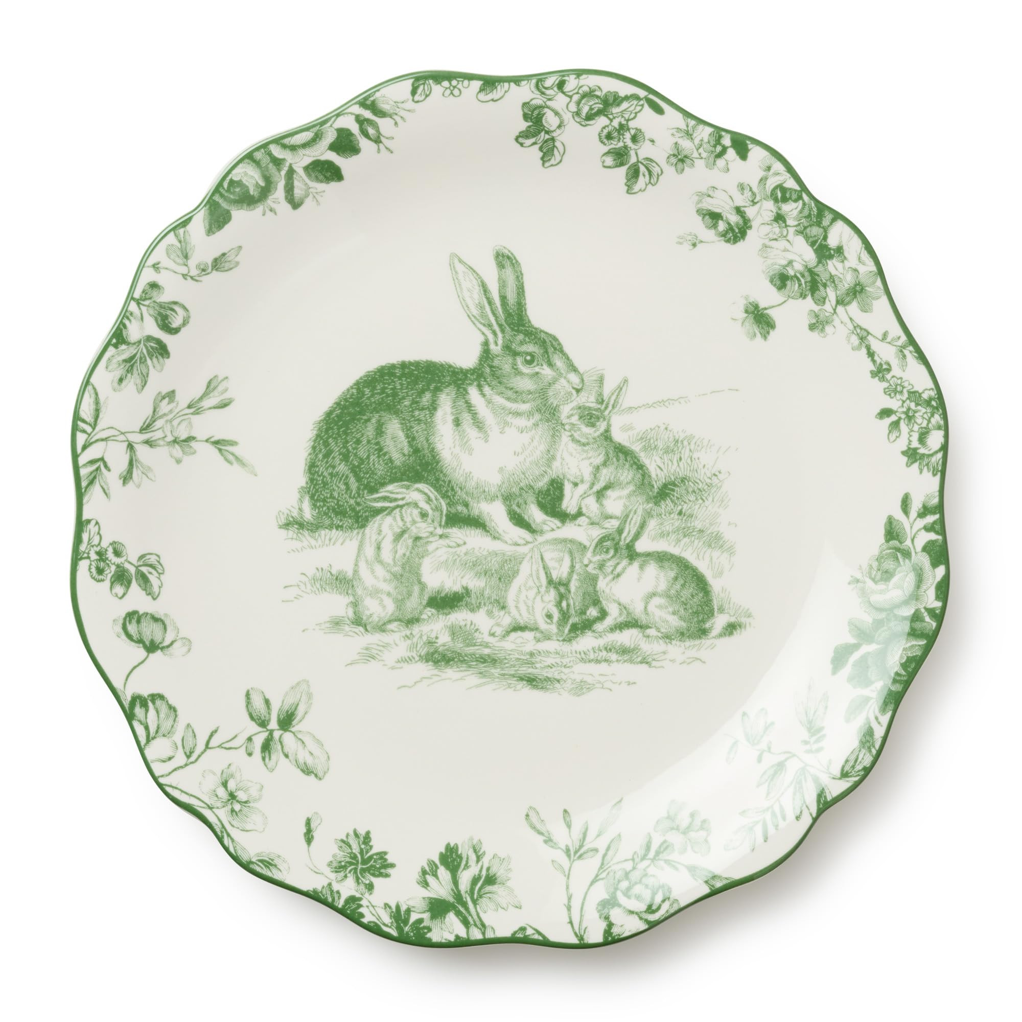 Le Jardin 11 Inch DINNER PLATES, SET OF 4 – Green Bunny Spring Stoneware for Easter Meals, Gard... | Amazon (US)