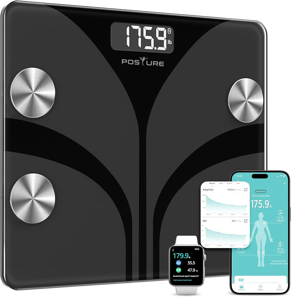 Posture Scale for Body Weight, Digital Bathroom Smart Scale LCD Display, 13 Body Composition Anal... | Amazon (US)