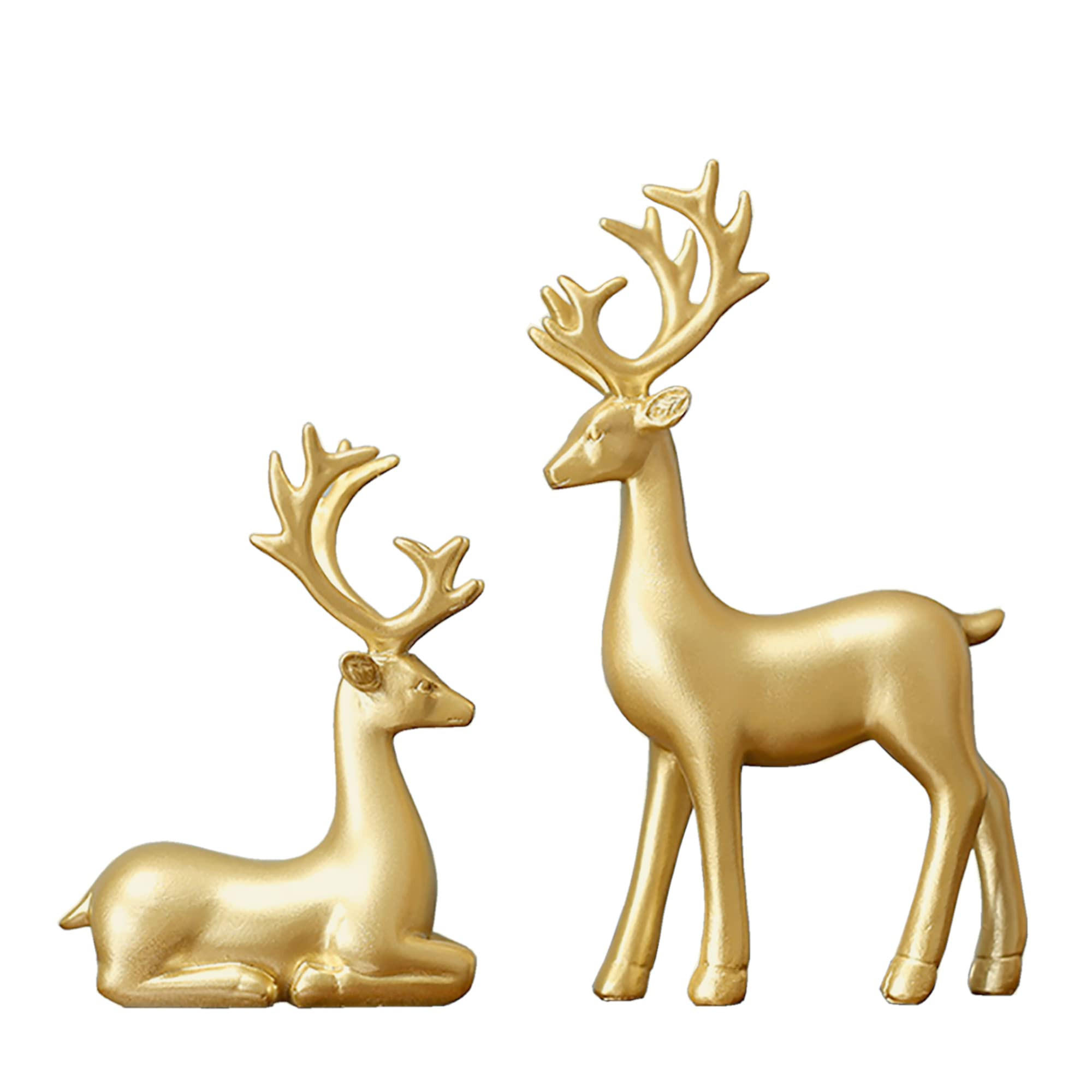 FANTESTICRYAN Small Reindeer Sculpture Resin Christmas Reindeer Elk 2pcs Christmas Home Decor Statue | Amazon (US)