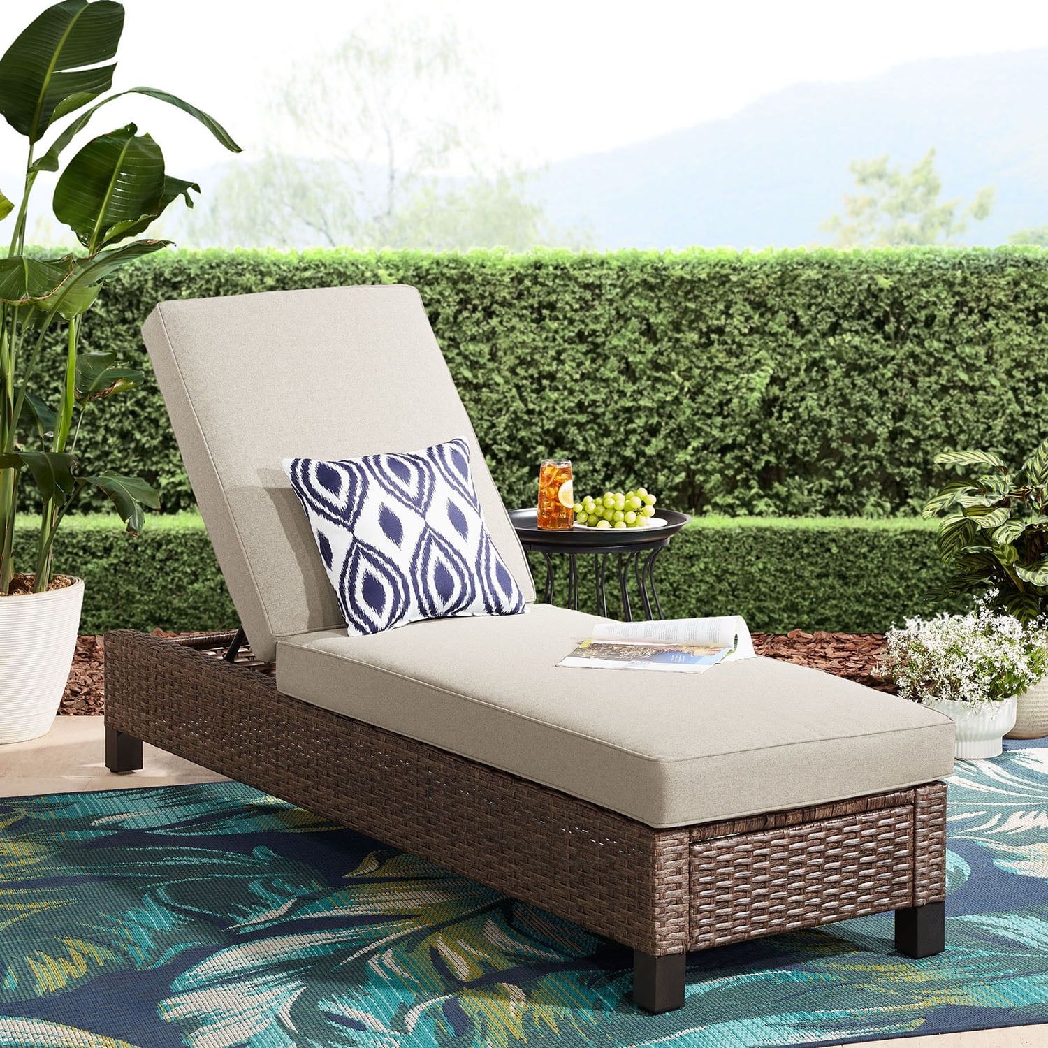 Better Homes & Gardens Brookbury Single Outdoor Chaise Lounge Chair- Beige | Walmart (US)