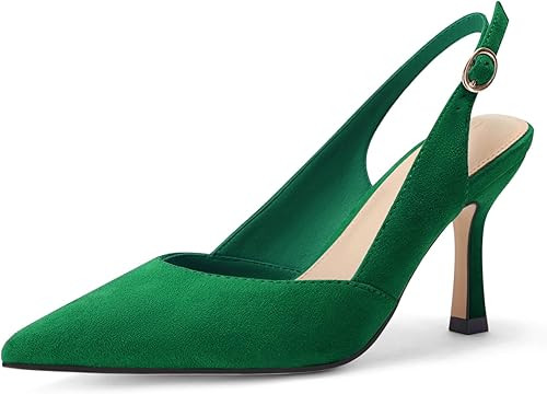 Rilista Women's Slingback Kitten Heels Closed Pointed Toe Wedding Party Dress Pumps Shoes | Amazon (US)
