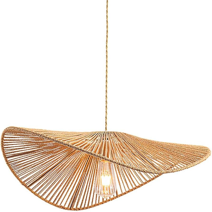 Japanese Silent Wind Pendant Light Vintage Hand Woven Lamp Shade Loft Hemp Rope Weaving Celing Ha... | Amazon (US)