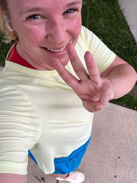 Just ran my first 5k postpartum! Wasn’t fast but felt good! Also giving highlighter vibes and this shirt was super comfortable out in the humid Kansas air! 

#LTKMidsize #LTKFitness #LTKActive
