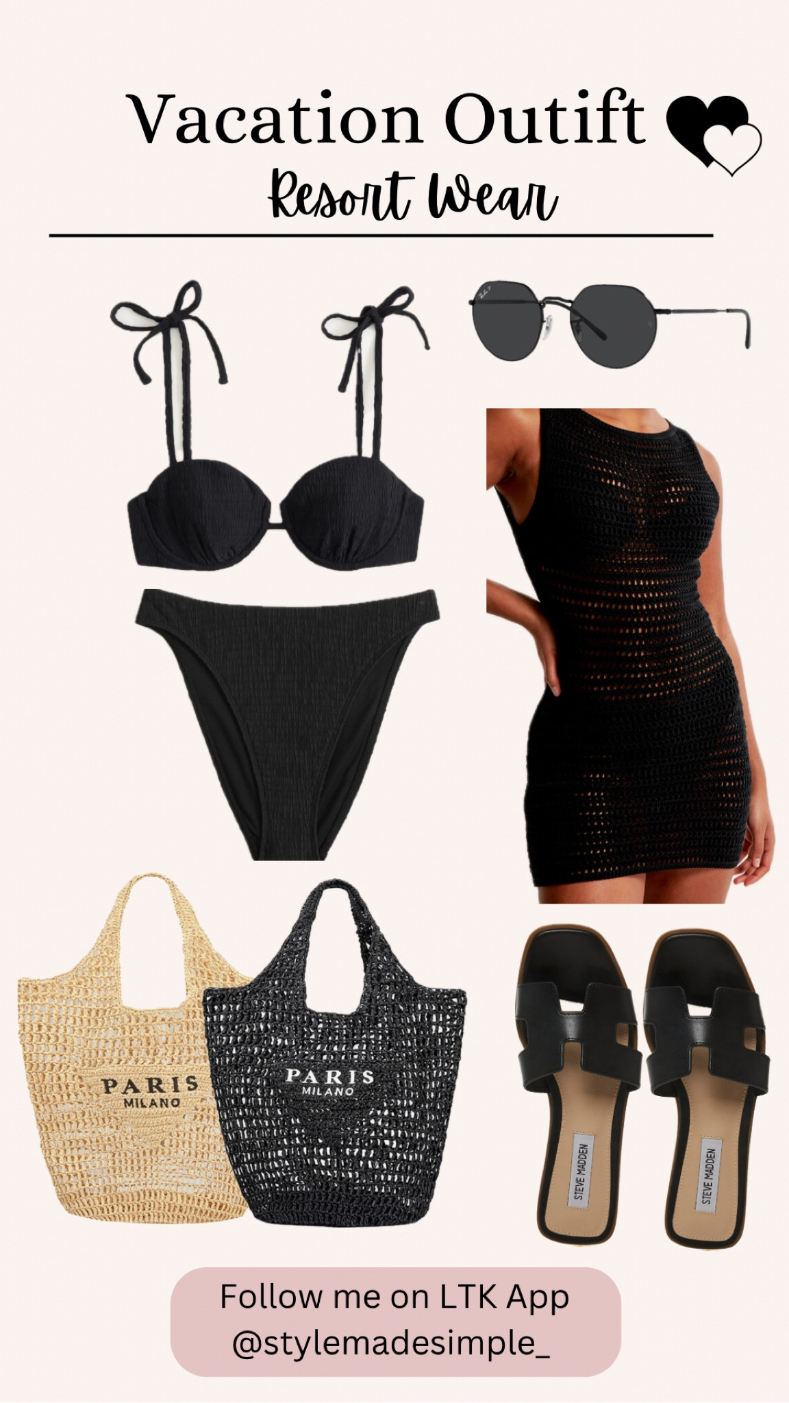 Vacation outfit idea , Abercrombie and fitch Vacation outfit , Abercrombie and fitch swimsuit, Amazon swim suit cover up dress, Rayban sunglasses, black sandals , Prada straw travel purse 

#LTKstyletip #LTKU #LTKtravel