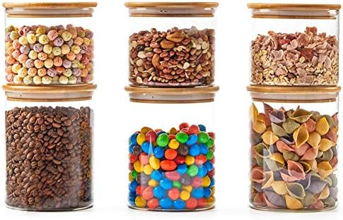 EZOWare 6 Piece Glass Jars Air Tight Canister Kitchen Food Storage Container Set with Natural Bam... | Amazon (US)
