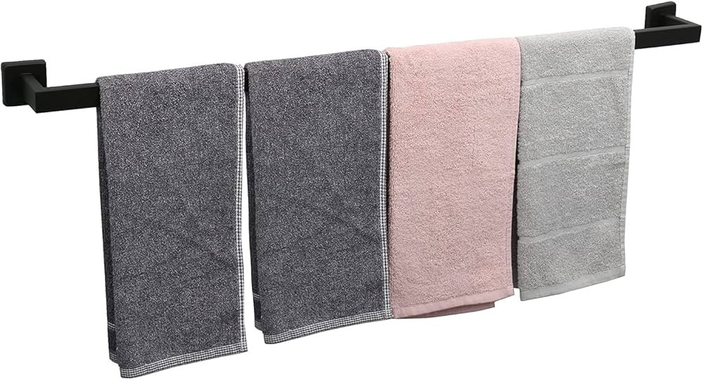 TocTen Bath Towel Rack - Square Base Thicken SUS304 Stainless Steel Towel Bar for Bathroom, Bathr... | Amazon (US)