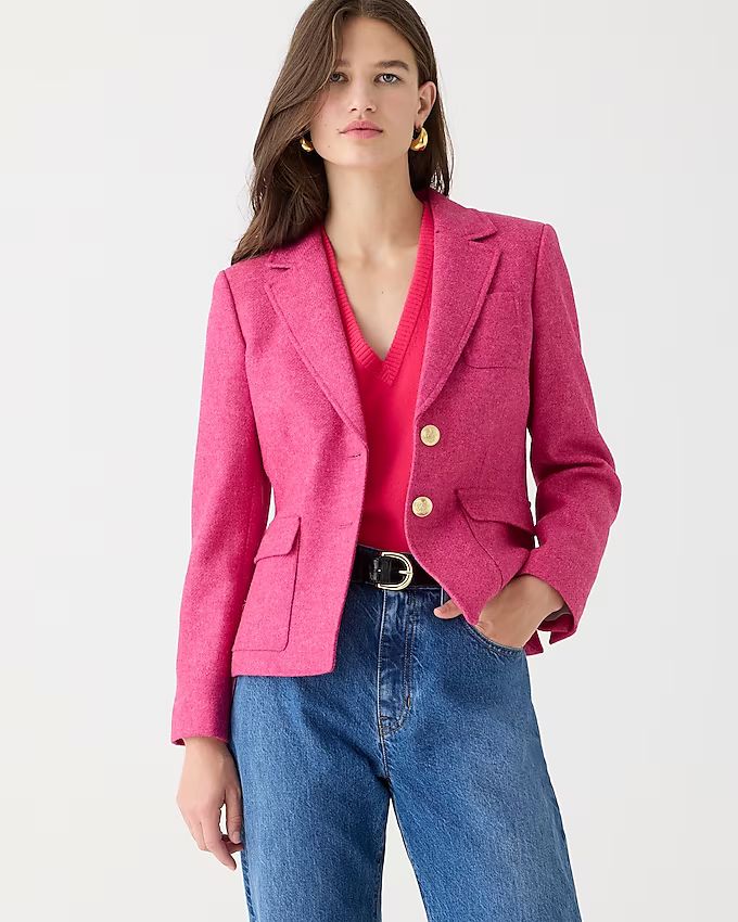 Shrunken-fit blazer in pink English wool | J.Crew US