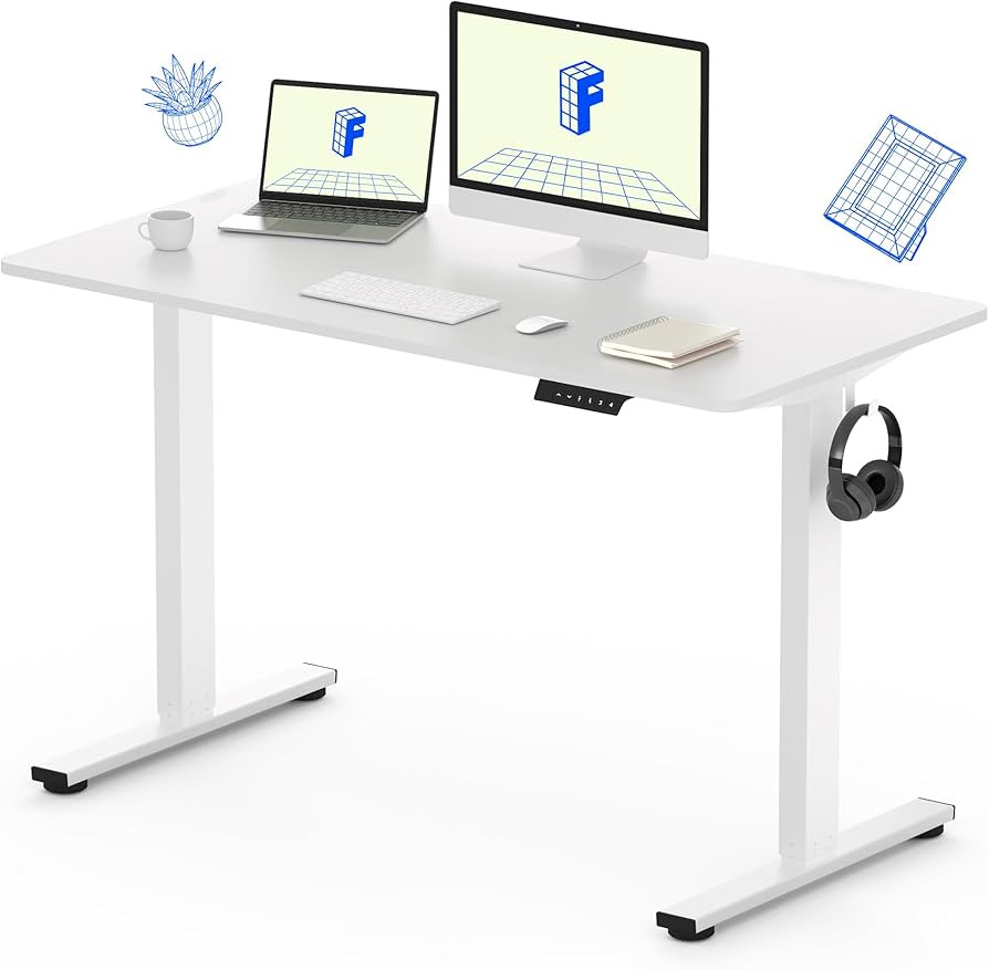FLEXISPOT White Standing Desk 48 x 24 Inches Height Adjustable Desk, Whole-Piece Desktop Electric... | Amazon (US)