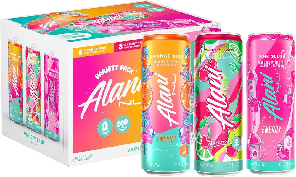 Alani Nu VARIETY PACK CHERRY TWIST, PINK SLUSH, ORANGE KISS Sugar Free, Low Calorie Energy Drinks... | Amazon (US)