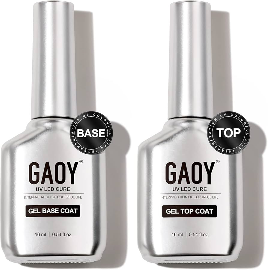 GAOY 16ml 2 Pcs Glassy Gel Top Coat and Base Coat Set,No Wipe Foundation Combination for UV Light... | Amazon (US)