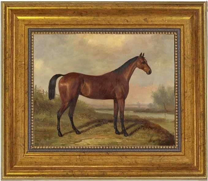 – William Barraud Hunter in Landscape Oil Painting Print on Canvas in Antiqued Gold Frame Home ... | Amazon (US)