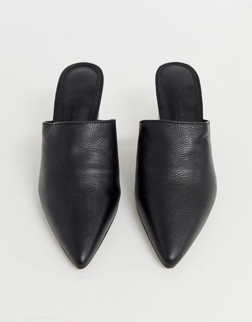 ASOS DESIGN Sloane premium leather heeled mules in black | ASOS US