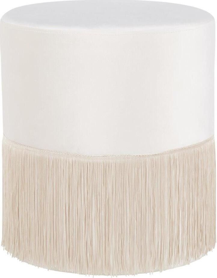 Fringe Contemporary Ottoman In Cream Velvet | 1stopbedrooms