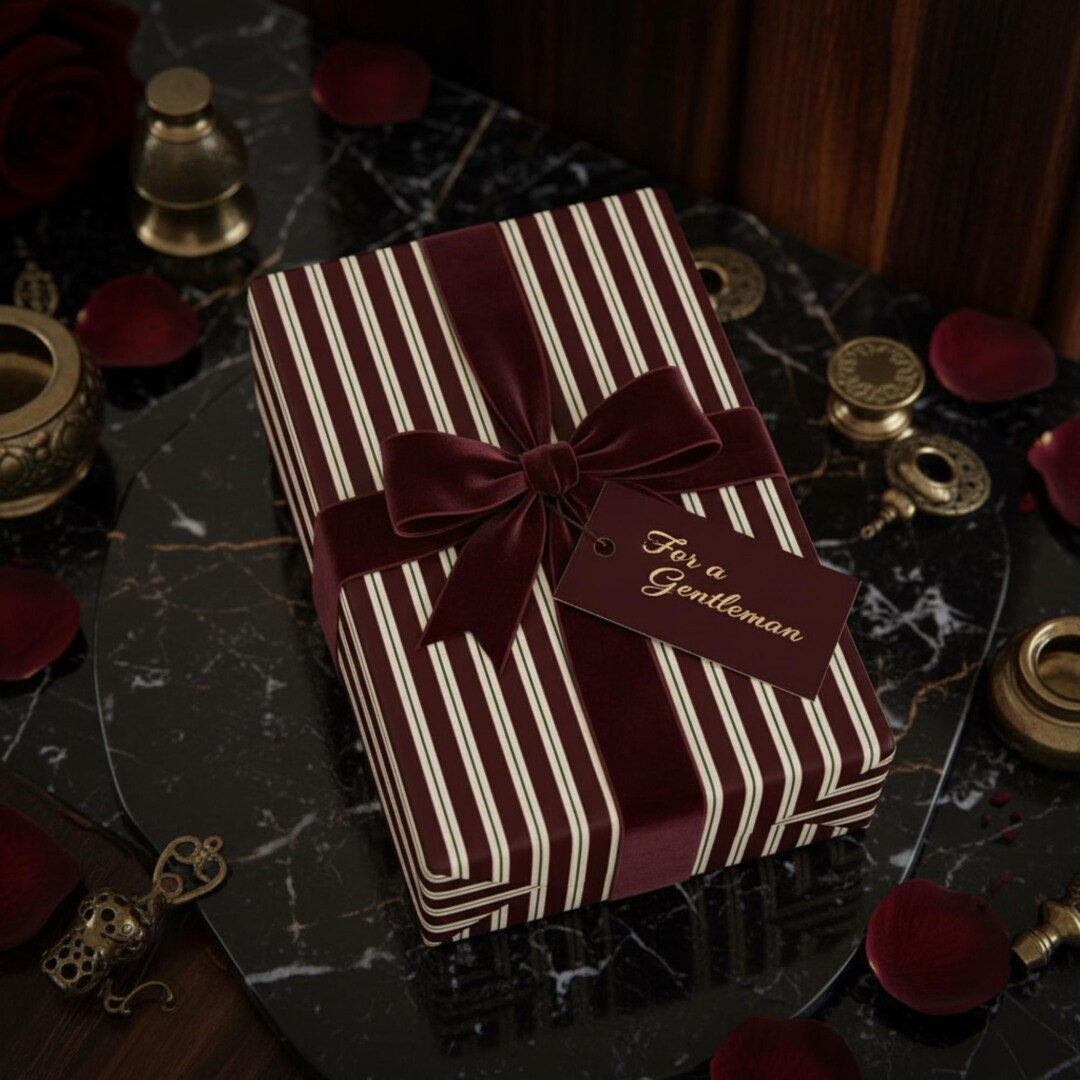 Burgundy Stripe Wrapping Paper Roll Christmas Gift Wrap Elegant Holiday Paper - Etsy | Etsy (US)