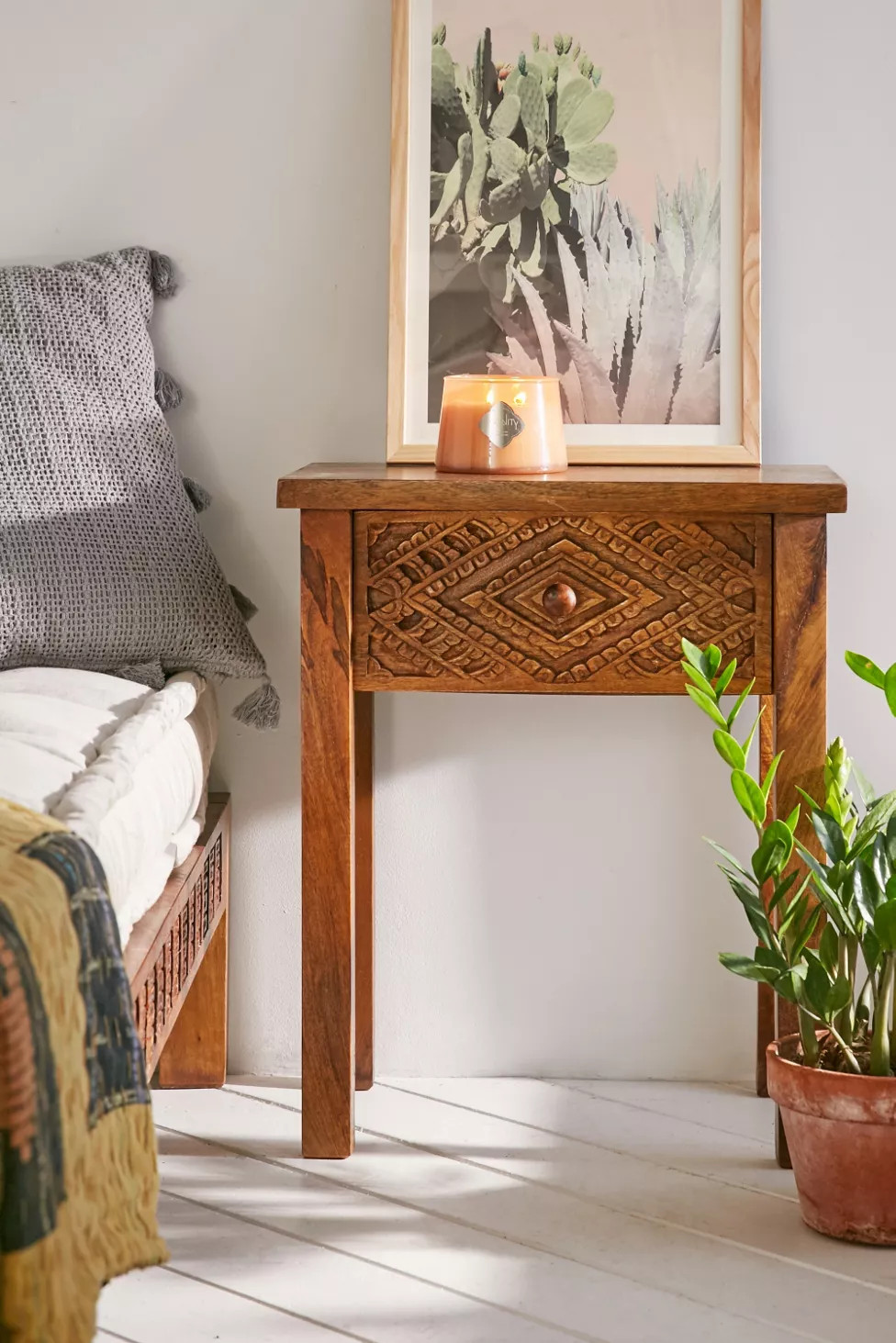 Amira Carved Wood Nightstand | Urban Outfitters (US and RoW)