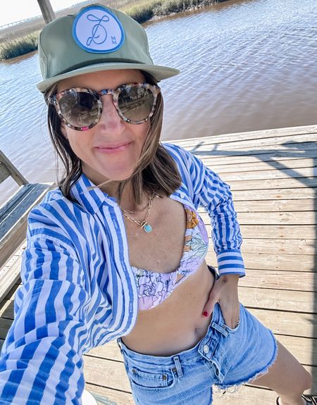 KREWE sunglasses 🔥🔥🔥
Amazon swimsuit fits great, wearing size small. 
Agolde Parker Long - long these denim shorts - fit TTS. Great coverage  

#LTKsalealert #LTKtravel #LTKswim