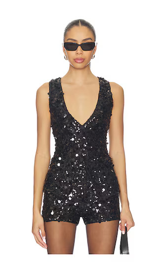 Viva Vest Top in Black Metallic Sequins | Revolve Clothing (Global)