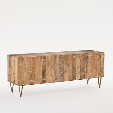 Roar & Rabbit&trade; Brass Geo Inlay Media Console (68") | West Elm (US)